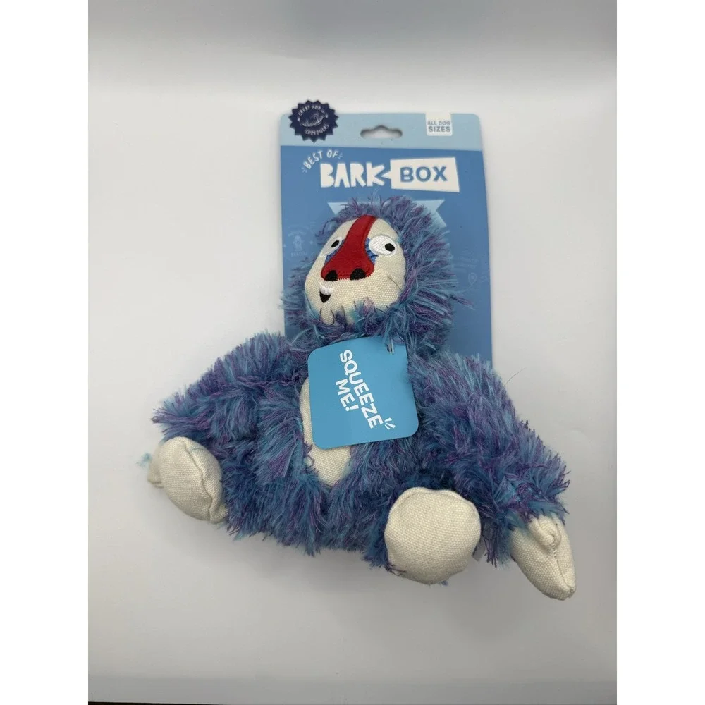 BarkBox Zeke the Cheeky Monkey Dog Toy Squeaky Plush Spiky Ball Whip-n-Flip